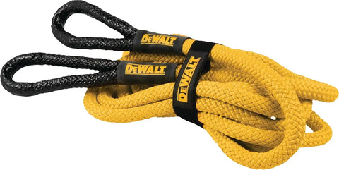DEWALT DXBC90006 Black/Yellow 7/8" x 30' Heavy Duty Kinetic Tow Rope Recovery Kit with 2 Soft Shackles (29,300 lb Break Strength)