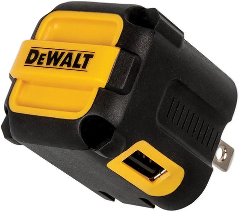 DEWALT Heavy Duty NeverBlock USB Charger, Angled Dual Port 12W Wall Charger Adapter, Foldable Plug, Charging Box Brick, Cube for iPhone 17 16 15 14 13 Pro Max, Galaxy S22 S21 Note 20, HTC, Moto, LG