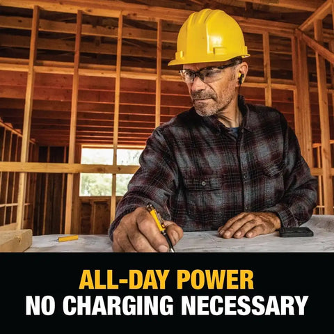 DEWALT Heavy Duty Wired Earphones with Microphone, Jobsite Earbuds Wired 3.5mm, Water-Resistant 3.5mm Earbuds with Mic, Connected Headphones for Outdoor Work