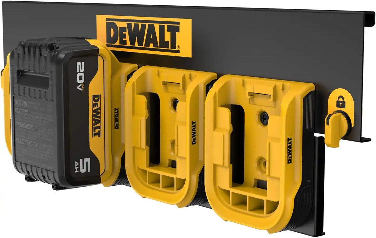 DEWALT Battery Organizer, Holds up to 4 Batteries, Mount Rail, Workshop Storage System Compatible (DWST82819)