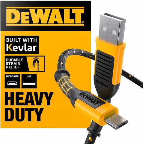 DEWALT Heavy Duty USB to Micro-USB Cable, Jobsite Micro USB Connector Cable, High Speed Charging Cord for Compatible Android Phones, Cameras, Legacy Devices, 4 ft
