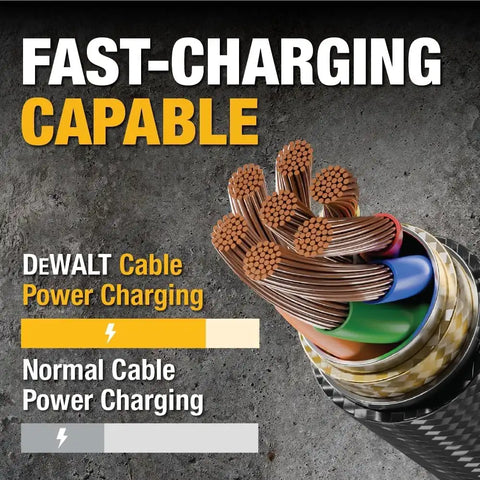 DEWALT Heavy Duty USB to Lightning Cable [Apple MFiCertified] Durable iPhone Charger, Lightning Cables, Fast Charging iPhone Charger Cord Compatible w/iPhones 14/13/12/11 Pro Max iPad AirPods, 4FT