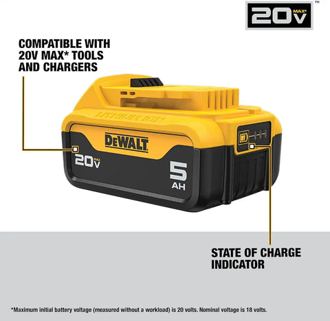 DEWALT 20V MAX Battery, Lithium Ion, 5.0Ah (DCB205)