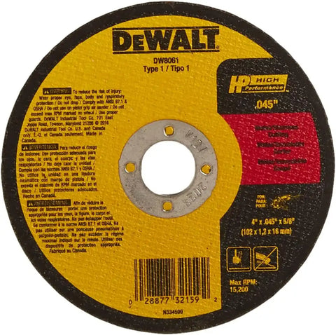 DEWALT DW8061 4-Inch by .045-Inch by 5/8-Inch A60T Abrasive Metal/INOX Cutting Wheel