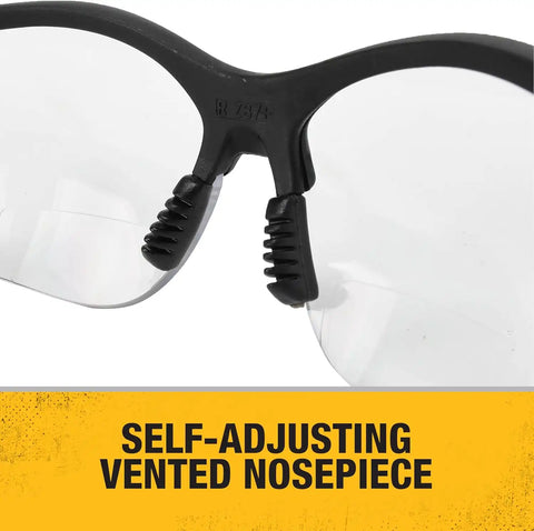 DEWALT DPG59 Reinforcer Rx-Bifocal High Performance Protective Eyeware with Rubber Temples and Protective Eyeglass Sleeve - Clear Lens, 1.0 Diopter