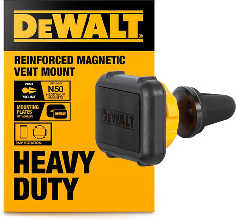 DEWALT Heavy Duty Magnetic Phone Holder for Car, Universal Air Vent Magnetic Car Phone Holder, Reinforced Automobile Mount for Mobile Devices and Mini Tablets, Incl Metal Plates for NonMagSafe Devices