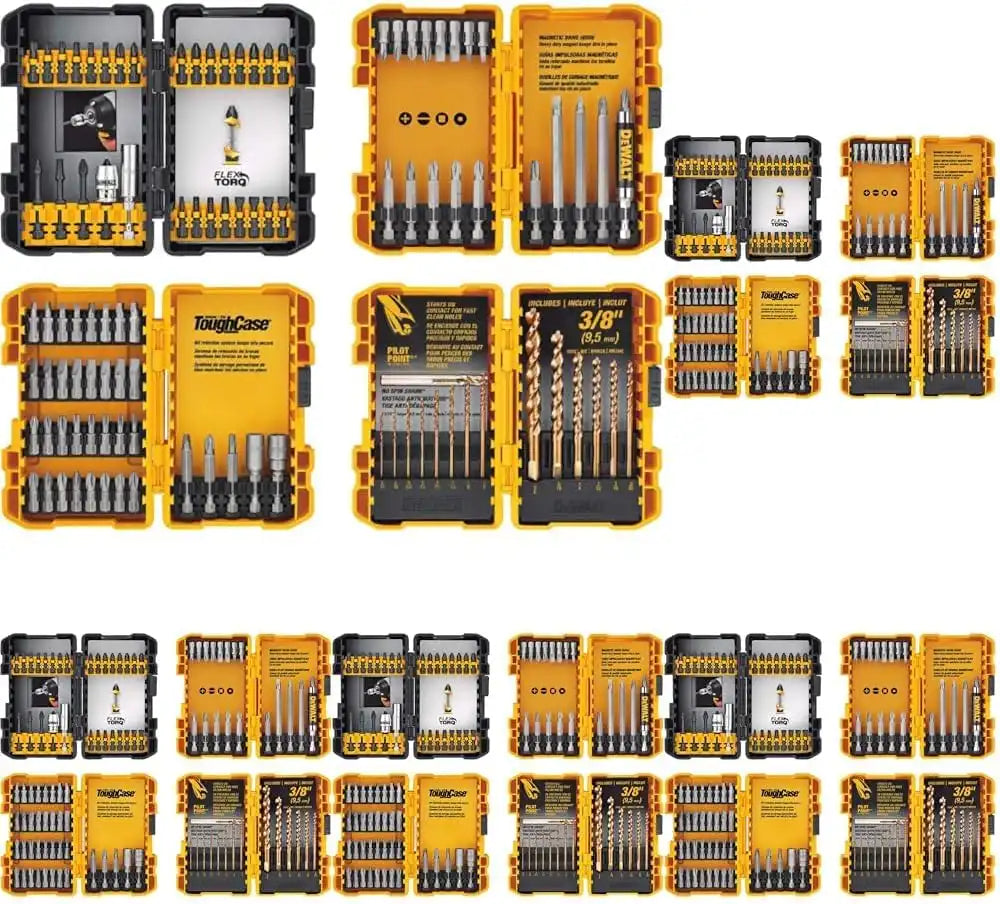 DEWALT Screwdriver Bit Set, 100 Pc Impact Driver Bit Set with Drill Bits, Magnetic Holder and Nut Drivers, FlexTorq Impact Ready, ToughCase Included (DWA2FTS100) (Pack of 5)
