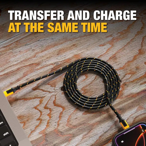 DEWALT Heavy Duty USB C Cable, Jobsite 60 Watt USB C Cable, High Speed Type-C to Type-C, Fast Charge PD USBC Fast Charging Cord for iPhone 16/15 Plus Pro Max, MacBook, iPad, Samsung Galaxy, 4 ft