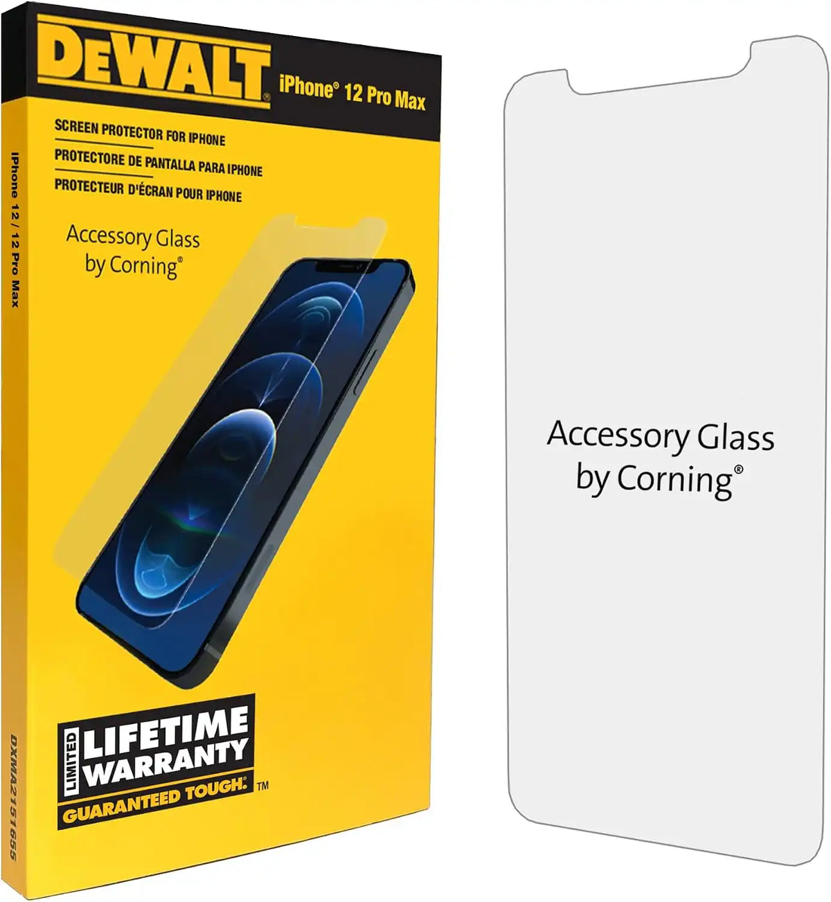 DEWALT Glass Screen Protector for iPhone 12 Pro Max — Apple Compatible Tempered Glass Screen Protector — Screen Protection for iPhone 12 Pro Max