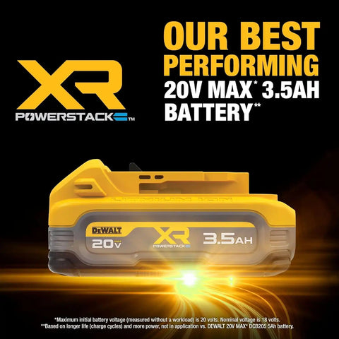 DEWALT 20V MAX Battery, 4 Pack, Includes 2 x 3.5 Ah XR Batteries and 2 x 1.7 Ah XR POWERSTACK Compact Batteries, Cordless Tool Battery Packs (DCBP334-4)