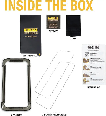DEWALT Heavy Duty Glass Screen Protector for iPhone 15 Pro, 2 Pack Tempered Glass Screen Protector, Case Friendly, Perfect Install Tool Included, Long-Lasting Protection