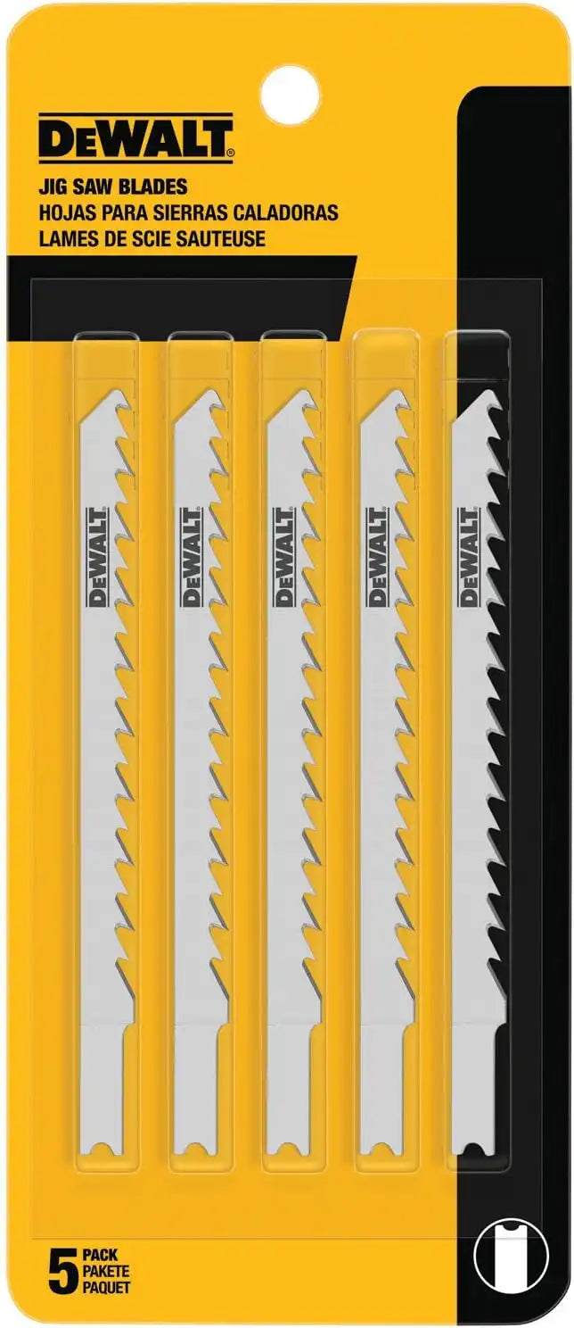 DEWALT DW3700-5 4-Inch 6 TPI Very Fast/Rough HCS U-Shank Jig Saw Blade (5-Pack)