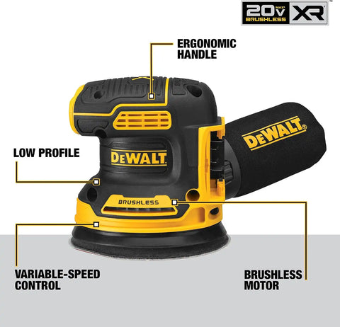 DEWALT 20V MAX Battery Starter Kit with 2 Batteries, 5.0Ah (DCB205-2CK) 20V MAX Orbital Sander, Tool Only (DCW210B)