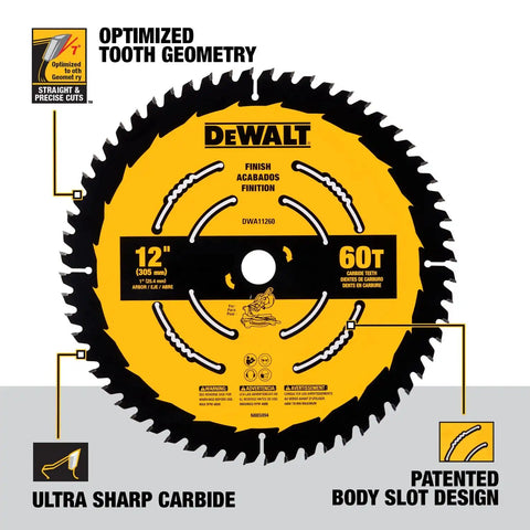 DEWALT 12 in. 60T Finish Saw Blade (DWA11260) (Pack of 3)