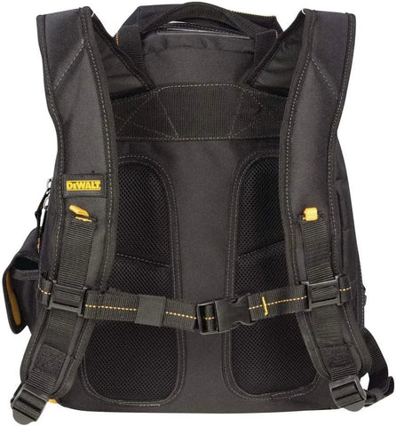 DEWALT DGL523 Lighted Tool Backpack Bag, 57-Pockets, Black,yellow