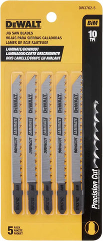 DEWALT DW3762-5 4-Inch 10 TPI Laminate Down Cutting Cobalt Alloy Steel T-Shank Jig Saw Blade (5-Pack)
