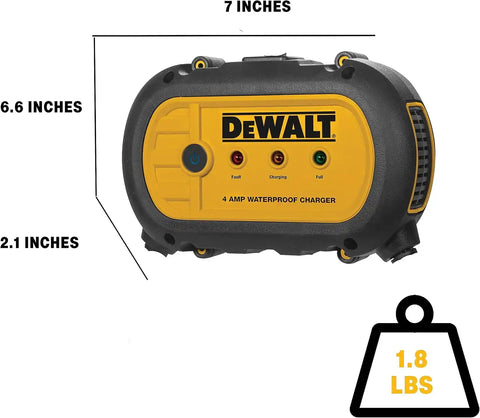 DEWALT DXAEWPC4 Fully Automatic 4 Amp 12V Waterproof Battery Charger/Maintainer with Cable Clamps
