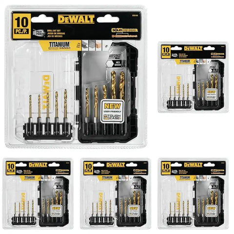 DEWALT Titanium Nitride Coated Drill Bit Set, 10-Piece Impact Ready (DD5160) (Pack of 5)
