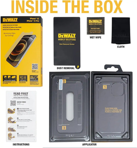 DEWALT Glass Screen Protector for iPhone 12 Mini — Apple Compatible Tempered Glass Screen Protector — Screen Protection for iPhone 12 Mini