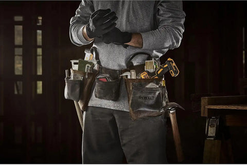 DEWALT Leather Tool Belt, Durable, 11 Pocket Professional Belt (DWST550112)