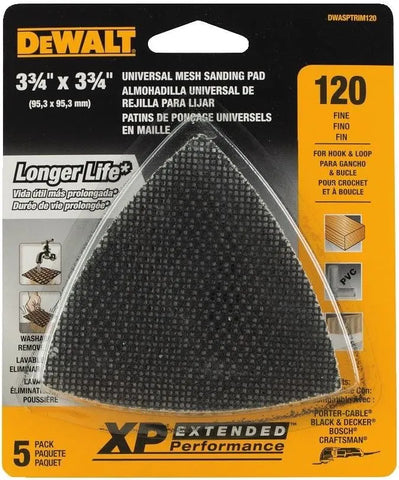 DEWALT DWASPTRIM120 120 Grit Mesh Oscillating Triangle (5 Piece) (Pack of 2)