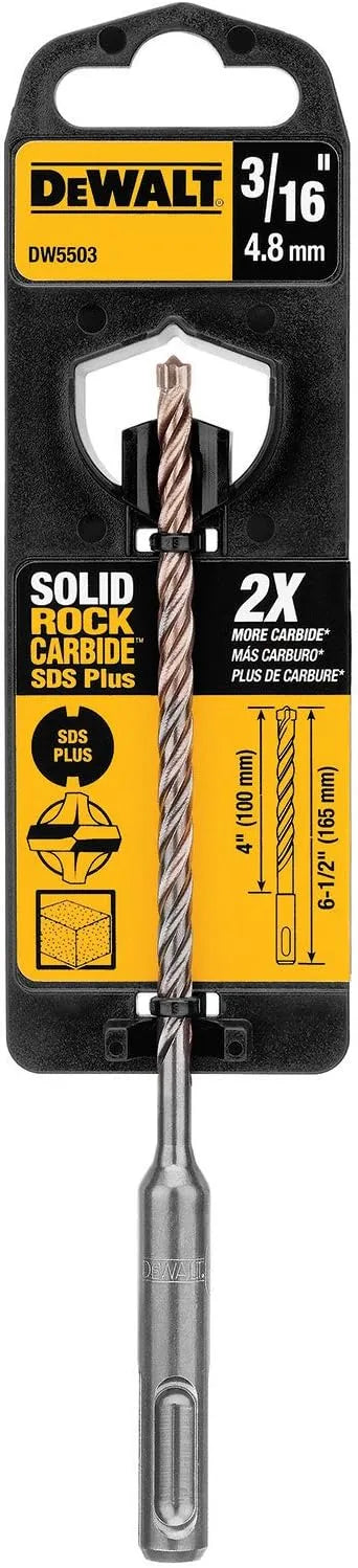 DeWalt DW5503 DeWalt 3/16" x 4" x 6-1/2" Solid Rock Carbide™ SDS+