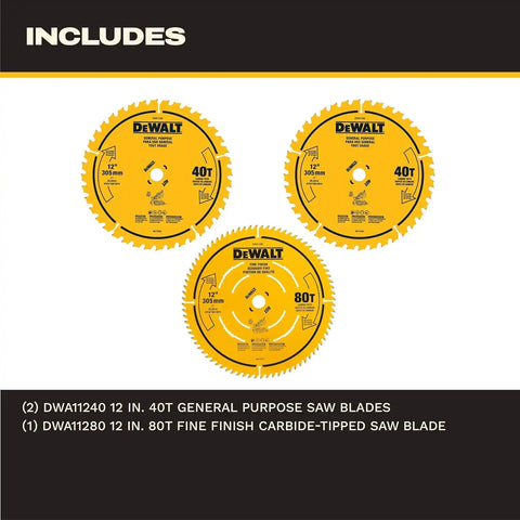 DEWALT 12 Inch 80T Carbide Circular Saw Blade, Fine Finish Saw Blade (DWA11280)