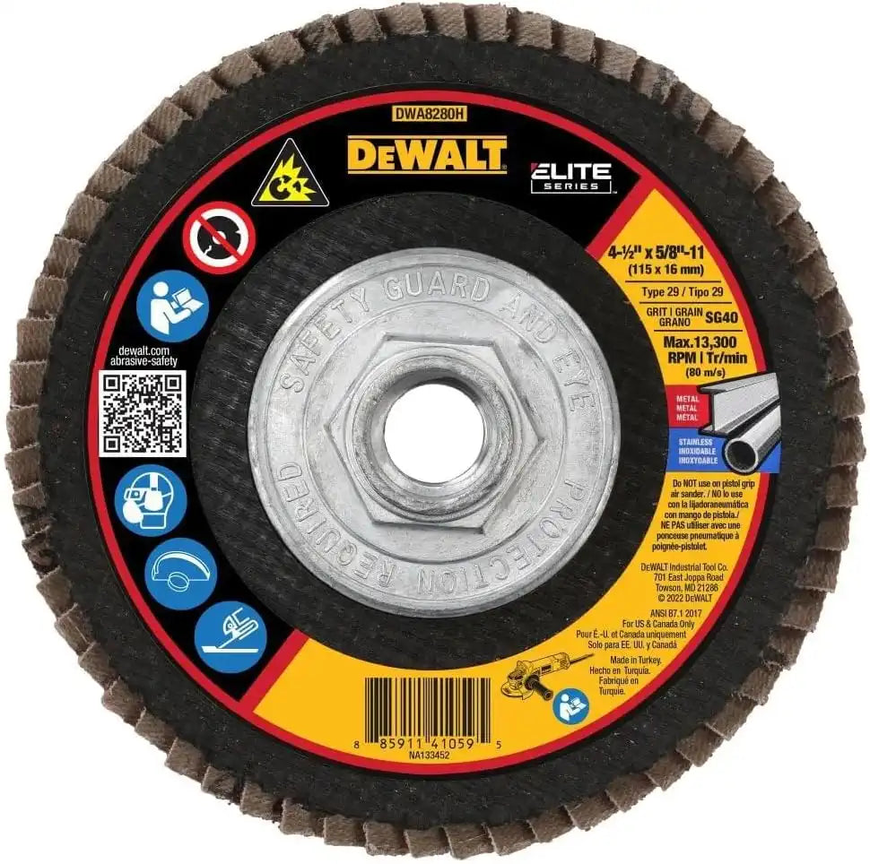 DEWALT DWA8280H 40G T29 XP Ceramic Flap Disc, 4-1/2" x 5/8"