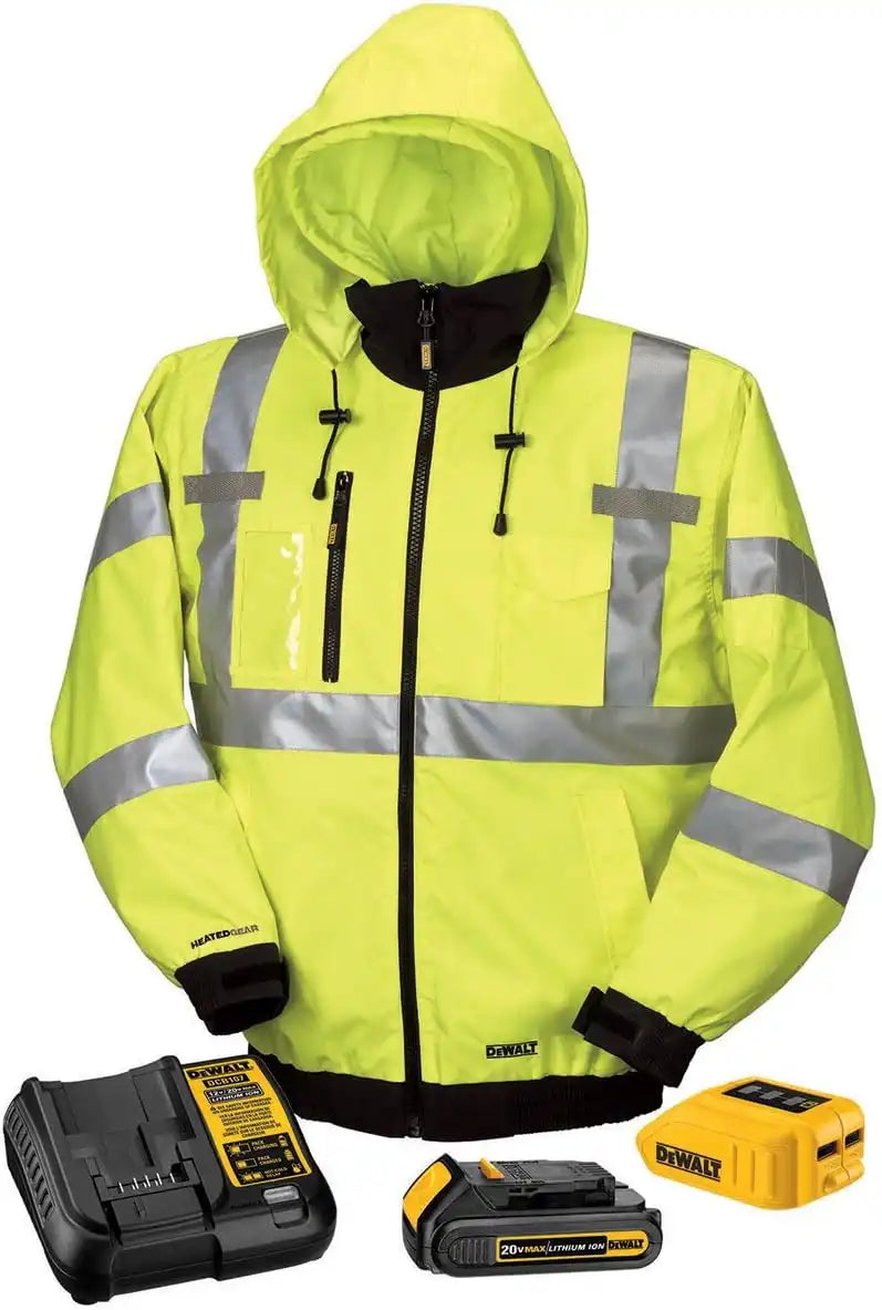 DEWALT DCHJ070C1-L 20V/12V MAX High-Vis Heated Jacket Kit, High-Vis, Large
