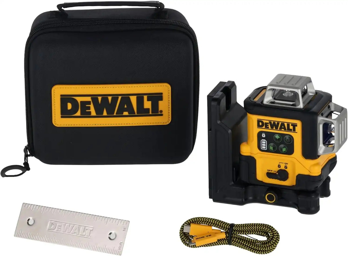 DEWALT Laser Level 360 Self Leveling, USB-C Rechargeable 3x360 Green Line Laser Leveler Tool, Fast Charging, 9 Hrs of Runtime, 1/8 inch Accuracy (DCLE14361GB)