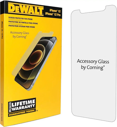 DEWALT Glass Screen Protector for iPhone 12/iPhone 12 Pro — Apple Compatible Tempered Glass Screen Protector — Screen Protection for iPhone 12/12 Pro