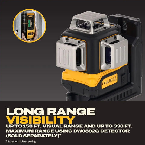DEWALT Laser Level 360 Self Leveling, USB-C Rechargeable 3x360 Green Line Laser Leveler Tool, Fast Charging, 9 Hrs of Runtime, 1/8 inch Accuracy (DCLE14361GB)