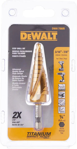 DEWALT Step Drill Bit, Impact Ready, 3/16-Inch-7/8-Inch (DWA1786IR)