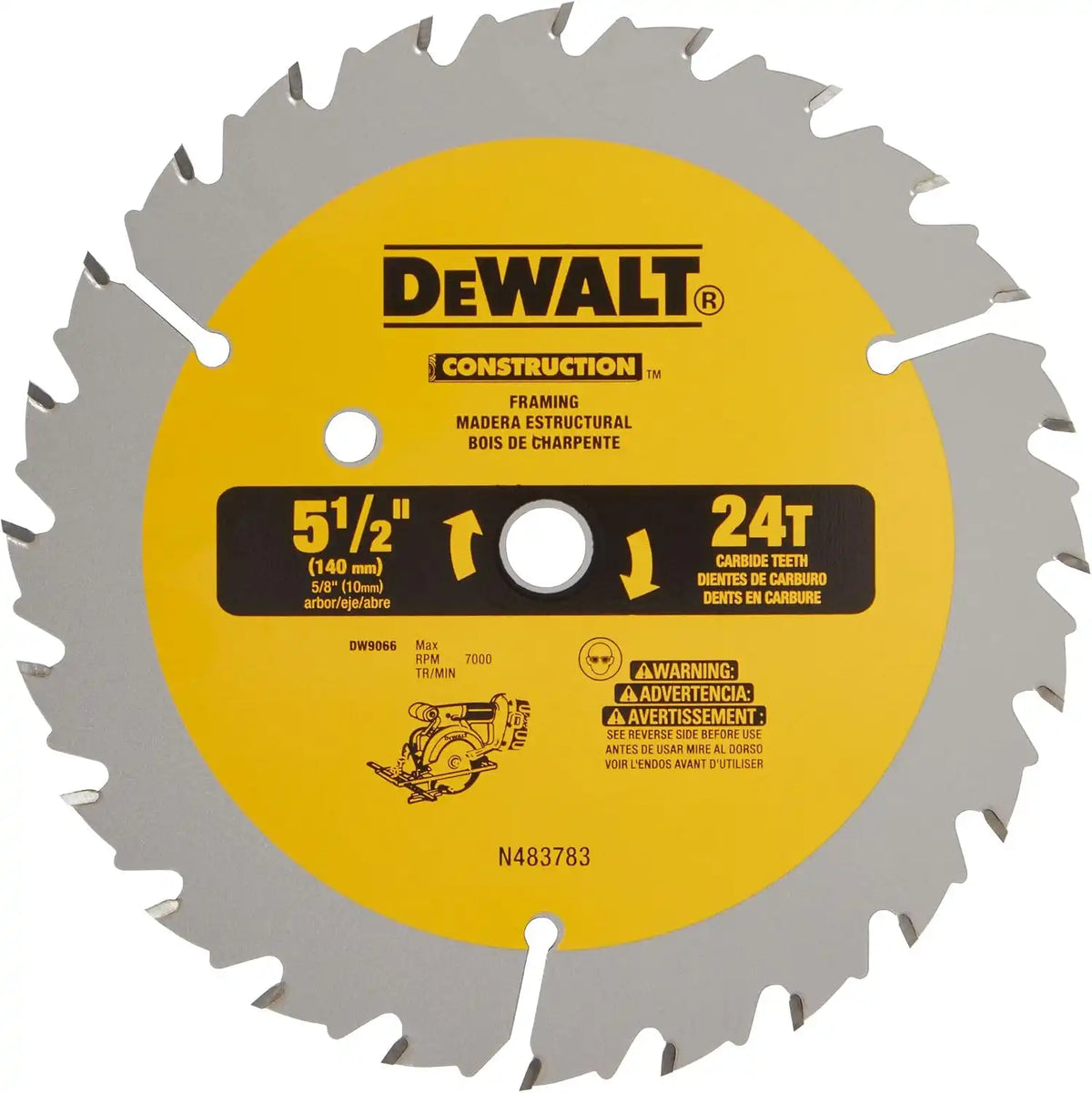 DEWALT 5 1/2 inch Circular Saw Blade, 24 Tooth Rough Finish Carbide Anti Stick Rim Construction Blade (DW9066)