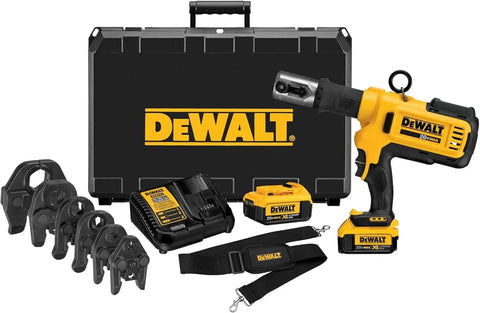 DEWALT 20V MAX Cordless Plumbing Pipe Press Tool Kit with Crimping Heads, Pro Press Tool For Copper Pipe and Stainless Steel Pipes, ½”-1 ¼”, 2 Batteries and Charger Included (DCE200M2K)