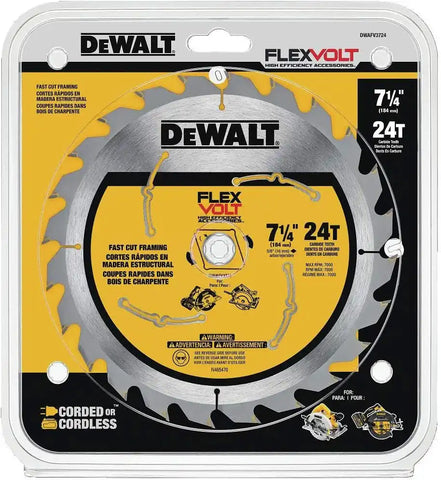 DEWALT Circular Saw Blade, 7 1/4 Inch, 24 Tooth, Wood Cutting (DWAFV3724)