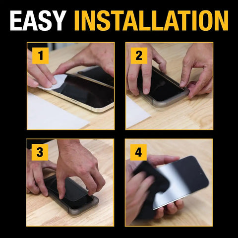 DEWALT Heavy Duty Glass Screen Protector for iPhone 15 Pro, 2 Pack Tempered Glass Screen Protector, Case Friendly, Perfect Install Tool Included, Long-Lasting Protection