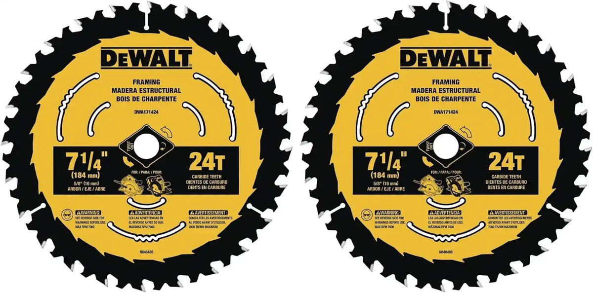 DEWALT Circular Saw Blade, 7 1/4 Inch, 24 Tooth, Wood Cutting (DWA171424) (Pack of 2)