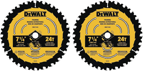 DEWALT Circular Saw Blade, 7 1/4 Inch, 24 Tooth, Wood Cutting (DWA171424) (Pack of 2)