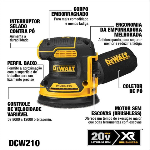 DEWALT 20V MAX Orbital Sander, Tool Only with 20V MAX Battery Pack with Charger, 3-Ah (DCW210B & DCB230C)