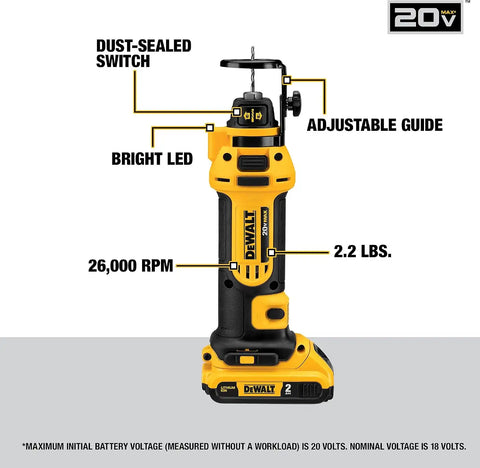 DEWALT 20V MAX* Drywall Cut-Out Tool Kit (DCS551D2)