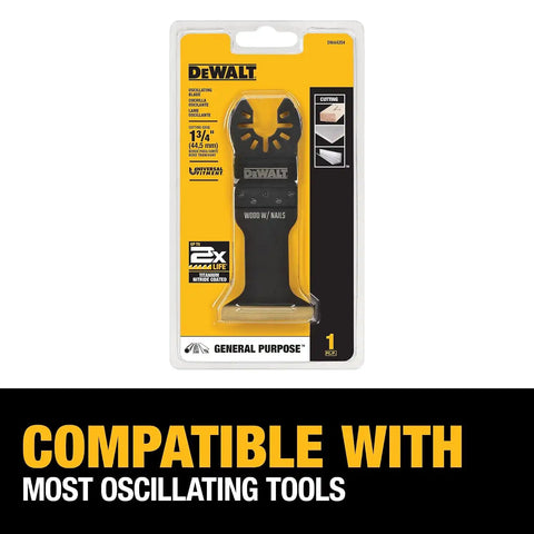 DEWALT Oscillating Tool Blade for Wood with Nails, Wide, Titanium Nitride Coated (DWA4204), Black