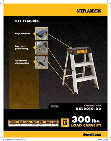 DeWalt Type IA 300lb Rated AL Stepladder 2' DXL2010-02