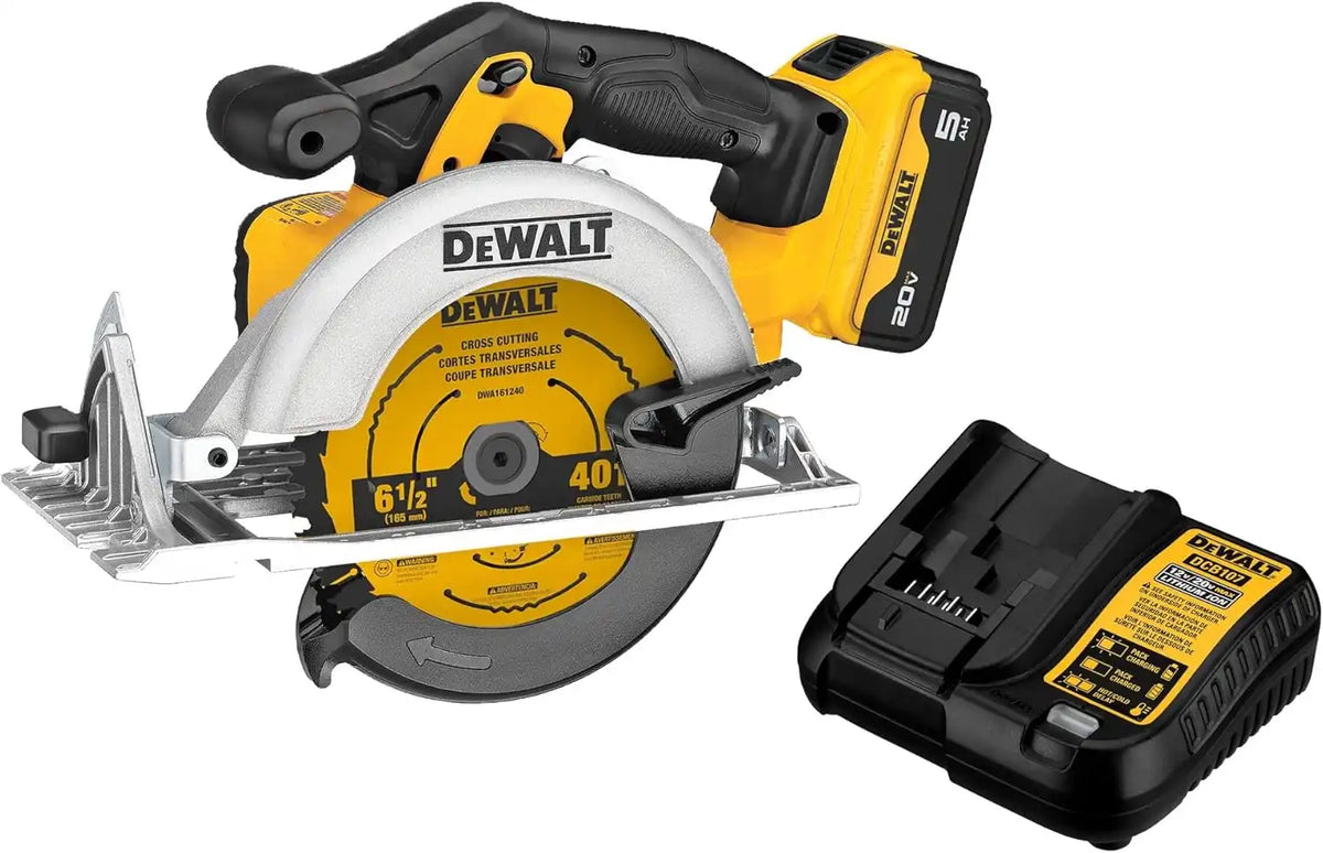 DEWALT 20V MAX 6-1/2-Inch Circular Saw Kit, with 5.0-Ah Battery and Charger (DCS391P1)