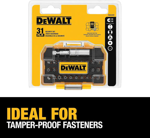DEWALT Security Bit Set, 31-Piece Screwdriver Bit Set with Case, Universal 1/4 In Hex, Includeds Magnetic Bit Holder (DWAX200)