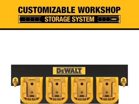 DEWALT Battery Organizer, Holds up to 4 Batteries, Mount Rail, Workshop Storage System Compatible (DWST82819)