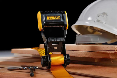 DEWALT DXBC18004-16PK Black/Yellow 1.25" x 12' Ratchet Tie Down Straps - Light-Weight Cargo Hauling (1800 lb Break Strength), 16 Pack