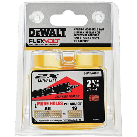 DEWALT DWAFV02916 FLEXVOLT Carbide Wood Hole Saw Blade, 2-9/16"