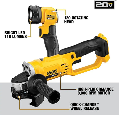 DEWALT 20V MAX Power Tools, 9 Cordless Tool Combo, Impact and Drill Driver, Oscillating Tool, Grinder,Circular and Reciprocating Saw,Right Angle Drill,Speaker,LED Light, 2 Batteries,Charger (DCK940D2)