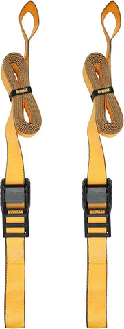 DEWALT DXBC90047 Black/Yellow 2” x 16’ Premium Lashing Straps - 1,000 LBS Safe Working Load / 3,000 LBS Break Strength, 2 Pack